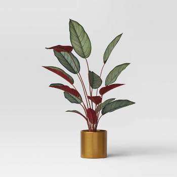 Artificial Evergreen Leaf in Gold Pot - Threshold™