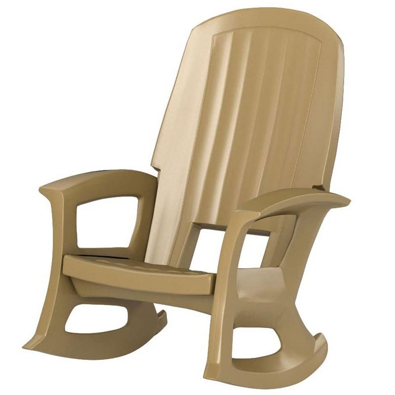 Semco Rockaway Heavy-Duty Outdoor Rocking Chair w/Low Maintenance All-Weather Porch Rocker & Easy Assembly for Deck and Patio, Taupe (2 Pack), 3 of 7