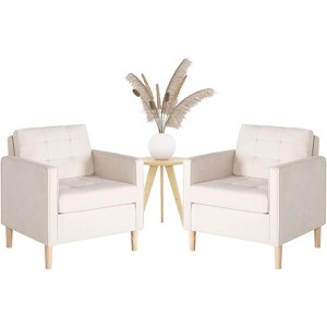 Decor Linen Comfy Round Arms Chair for Living Room, Reading Leisure Chair with High Back for Living Room Bedroom Waiting Room, Grey - 1 of 4