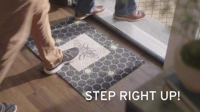 2&#39;x3&#39; ColorStar Greek Grid Doormat Charcoal Gray - Bungalow Flooring, 2 of 9, play video