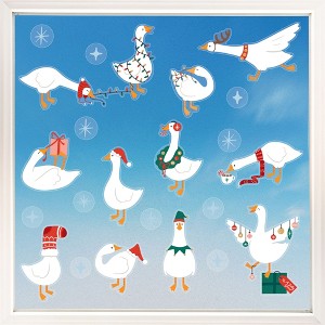 Big Dot of Happiness Christmas Silly Goose Window Clings, Reusable Winter Holiday Party Window Sticker Decor, Geese Decals, Christmas Static Clings - 1 of 4