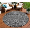 Gray Charcoal And Silver Oriental Washable Indoor Outdoor Area Rug - 2 of 4