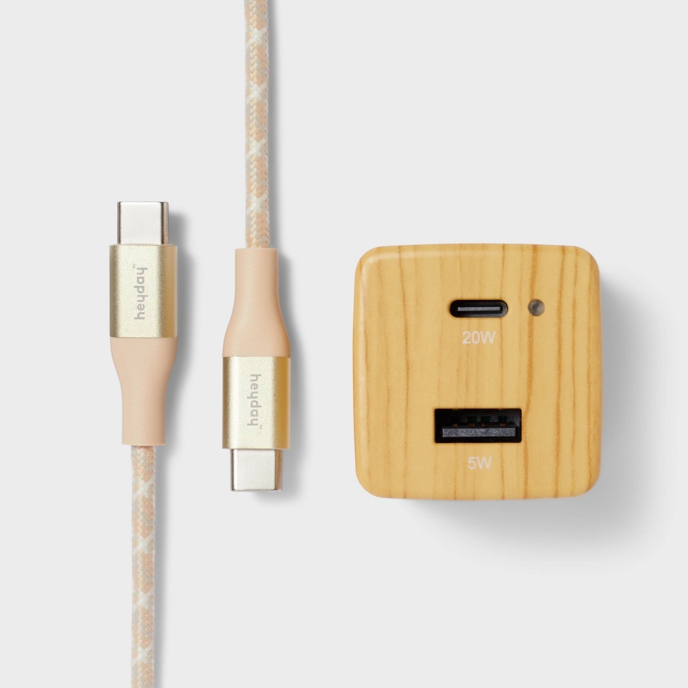 Photos - Charger 2-Port Wall  with 6' USB-C to USB-C Cable - heyday™ White Pine