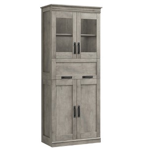 67" Tall Bathroom Cabinet, Double Door Line Bathroom Storage Cabinet, Adjustable Shelves for Bathroom Living Room Kitchen - 1 of 4