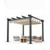 GustoWave 10x10 Ft Outdoor Aluminum Pergola with Upgraded Retractable Canopy, Modern Pergola Suitable for Gardens, Backyard, Lawn, Grey&Beige - 3 of 4