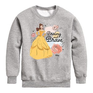 Boys' - Disney - Belle Brainy And Brave Graphic Long Sleeve Fleece Sweatshirt - 1 of 4
