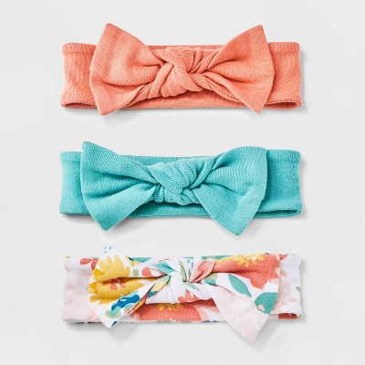 Image of Baby Girls' 3pk Garden Bow Headwrap - Cloud Island™ Floral Newborn