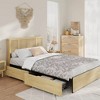 Full Bed Frame with Natural Rattan Headboard and 4 Drawers,Sturdy Wooden Slats - 2 of 4