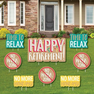 Big Dot of Happiness Retirement - Yard Sign and Outdoor Lawn Decorations - Retirement Party Yard Signs - Set of 8