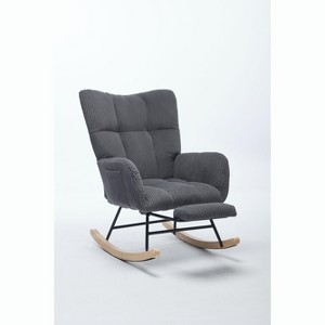 CAVINAS Modern Nursery Accent Chair, Upholstered Glider Chair with High Backrest, Rocker Accent Armchair with Solid Wood Legs for Nursery Bedroom - 1 of 4