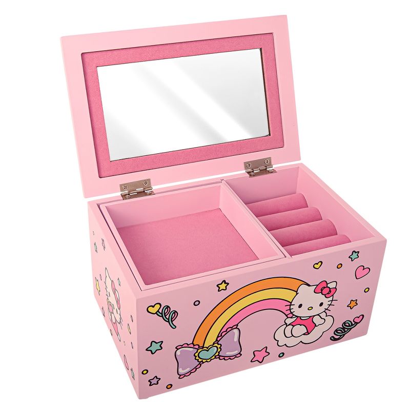 Sanrio Hello Kitty Pink Wood Jewelry Box with Tray - Officially Licensed Authentic, 2 of 5