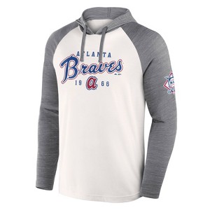 MLB Atlanta Braves Men's White Long Sleeve Lightweight Bi-blend Hooded Sweatshirt - 1 of 3