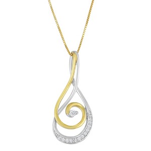 Haus of Brilliance Espira 10K Two-Tone Gold Round Cut Diamond Sparkling Spiral Pendant Necklace - 1 of 4