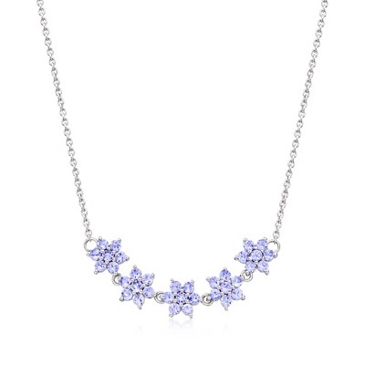 Ross-Simons 3.80 ct. t.w. Tanzanite Floral Necklace in Sterling Silver