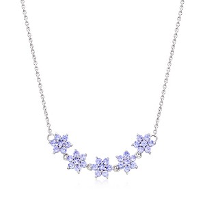 Ross-Simons 3.80 ct. t.w. Tanzanite Floral Necklace in Sterling Silver - 1 of 3
