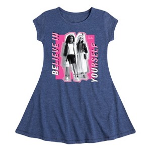 Girls' - Barbie - Believe In Yourself Fit & Flair Cap Sleeve Dress - 1 of 3