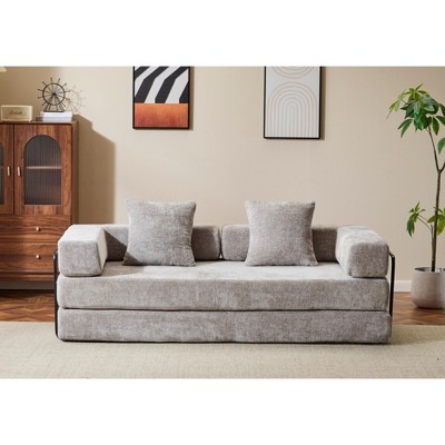 COMHOMA Floor Couch, Compression Sofa, Convertible Floor Sofa Bed with Pillow Back Support Armrest, for Living Room, Bedroom