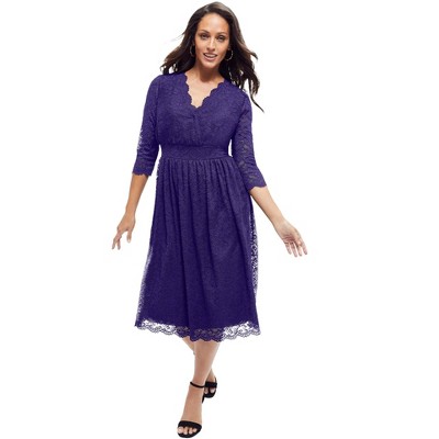 Jessica London Women's Plus Size Stretch Lace A-Line Dress