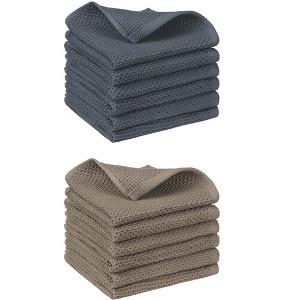 Unique Bargains Double-Sided Waffle Weave Cotton Absorbent Kitchen Towels 14" x 14" - 1 of 4