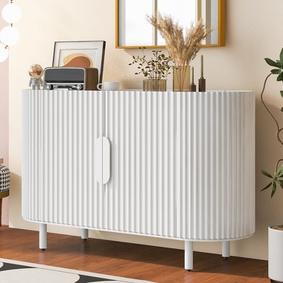 Storage Sideboard U-Shaped Curved Design Light Luxury Sideboard With Adjustable Shelves & 4 Doors, 220lbs Load Capacity