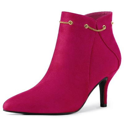 Allegra K Women's Pointed Toe Side Zip Stiletto Heel Ankle Booties