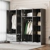 6 Doors Wooden Dat Armoire Closet With Shelves And 2 Drawers,Armoire Wardrobe With Side Storage Shelves,Wardrobe Closet -Maison Boucle - 3 of 4