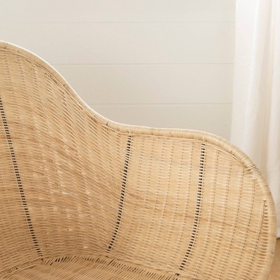 Natural Rattan Bohemian Rocking Chair with Metal Legs