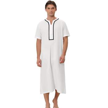 Lars Amadeus Men's Loose Fit Short Sleeves Solid Color Nightgown