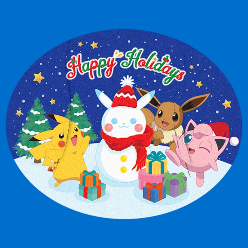 Men's Pokemon Christmas Happy Holidays Snowman Pull Over Hoodie, 2 of 5