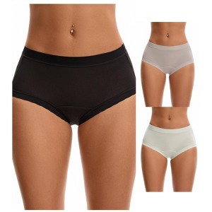 INSPIRE CHIC Women's High Rise Modal Full Coverage Soft Briefs Underwear 3 Packs - 1 of 4