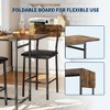 3-Piece Expandable Bar Table Set with 2 Chairs, Storage Shelves & Wine Rack for Kitchen, Apartment Dining - 3 of 4