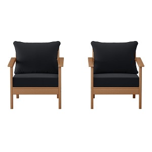 WestinTrends Avalon Outdoor Modern HDPE Patio Club Chairs with Deep Seat Cushions (Set of 2) - 1 of 4