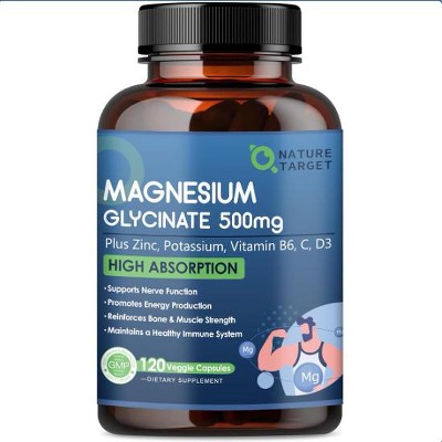 Magnesium Glycinate 500mg, Chelated Magnesium with Zinc & Vitamin D3 for Muscle, Nerve & Bone, Support Heart Health & Leg Cramp - 120cts