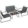 Acekool 4-Piece Outdoor Patio Furniture Set with Textile Fabric Seating, Glass Coffee Table, Loveseat & 2 Chairs for Backyard, Balcony, Porch - Gray - 2 of 4