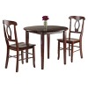 3pc Clayton Drop Leaf Dining Sets with 2 Keyhole Back Chairs Walnut - Winsome: Compact Breakfast Table for Small Spaces - 2 of 3