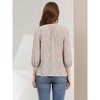 Allegra K Women's Bow Tie Round Neck 3/4 Raglan Sleeve Floral Blouse - 3 of 4