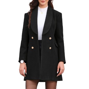 INSPIRE CHIC Women's Winter Double Breasted Lapel Neck Long Sleeve Outerwear Overcoat - 1 of 4