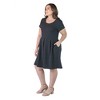 24seven Comfort Apparel Plus Size Scoop Neck Knee Length Pleated Pocket Dress - 2 of 4