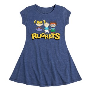 Girls' - Rugrats - Line Up Fit & Flair Cap Sleeve Dress - 1 of 3