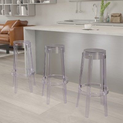 29.75'' Crystal Clear Modern Stackable Plastic Barstool