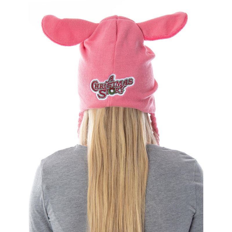 A Christmas Story Adult Deranged Easter Bunny Costume Laplander Beanie Cap Hat Pink, 2 of 7