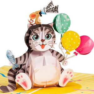 Paper Love 3D Pop Up Birthday Card, Cat, For Adults and Kids | 5" x 7" Cover - Includes Envelope and Note Tag - 1 of 4
