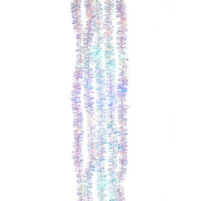 Kurt Adler 6.5-Foot Multi Color Silver Iridescent Tinsel Cascade Light Set