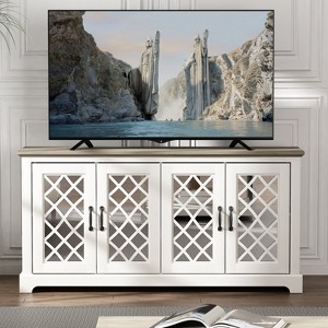 Galano Mirrored 4-Door TV Stand with Concealed Storage 59.6" W × 15.7" D × 29.3" H - 1 of 4