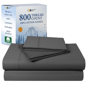 Luxury Bed Sheets Set - 800 Thread Count 100% Cotton Sheets, Deep Pocket, Soft, Cool & Breathable by California Design Den - 1 of 4
