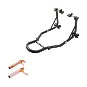 Global Motorcycle Front & Rear Wheel Stand Lift Set, Adjustable Fork Heads & U+L Swingarm Spool, Rear Bracket | Black | 1 Pcs - 1 of 4