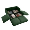 DOMETOUR Green Chenille 2-Seater Sofa with Ottoman Storage, Cylindrical Backrest & Armrests, Modern Loveseat with Hidden Storage - 3 of 4