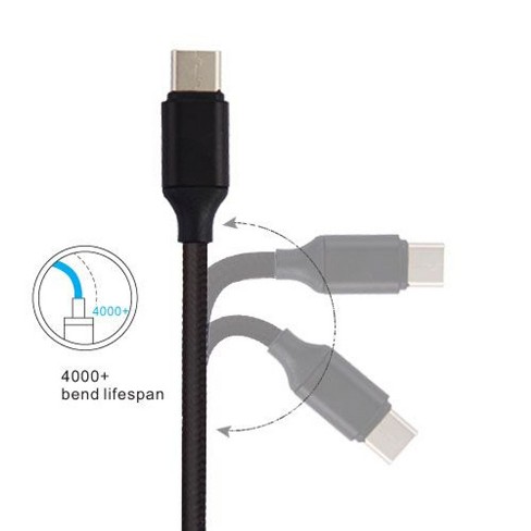 Black 3M Original 10ft USB-C Cable for LG H870 with Fast Charging and Data Transfer.