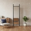 HomeRoots 64" Black Wood Ladder Framed Leaning Full Length Mirror - 2 of 4