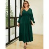 Clearlove Women's Plus Size V-Neck Long Sleeves A-Line Pleated Floor Length Formal Dress - 3 of 4